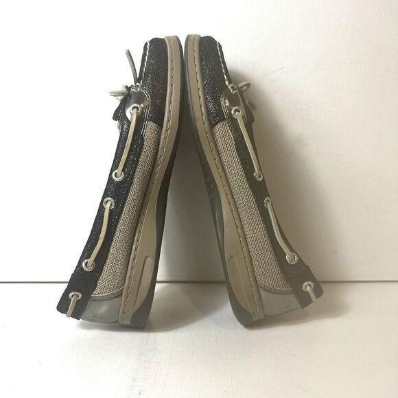 Sperry Top-Sider Black/Brown Leather Women's 8 M Loafer Glitter Bow Slip On Flat - Picture 6 of 11